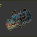 Blue Dragon Head Character Design With Horns Red Eyes And Sharp Teeth 3d model