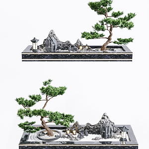 New Chinese landscape sketch pine rockery stone gardening landscape 3d model