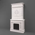 White Classical Fireplace With Carved Tree Design And Tiled Decorative Interior Details 3d model