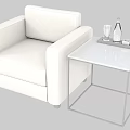 Modern Exhibition Furniture White Leather Chair With Metal Frame Side Table Design