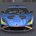 Blue Supercar With Rear Spoiler Yellow Headlights And Sporty Exterior Design