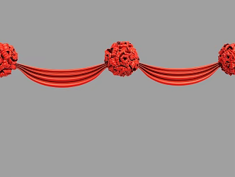 Realistic Cutting Colorful Flower Ball Ceremony Celebration Silk Red Hydrangea Ball Sedan Big Red Flower Festival Stage Gift Decoration 3d model