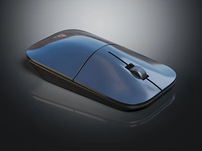 Sleek Blue And Black Computer Mouse With Ergonomic Design And Glossy Finish 3d model