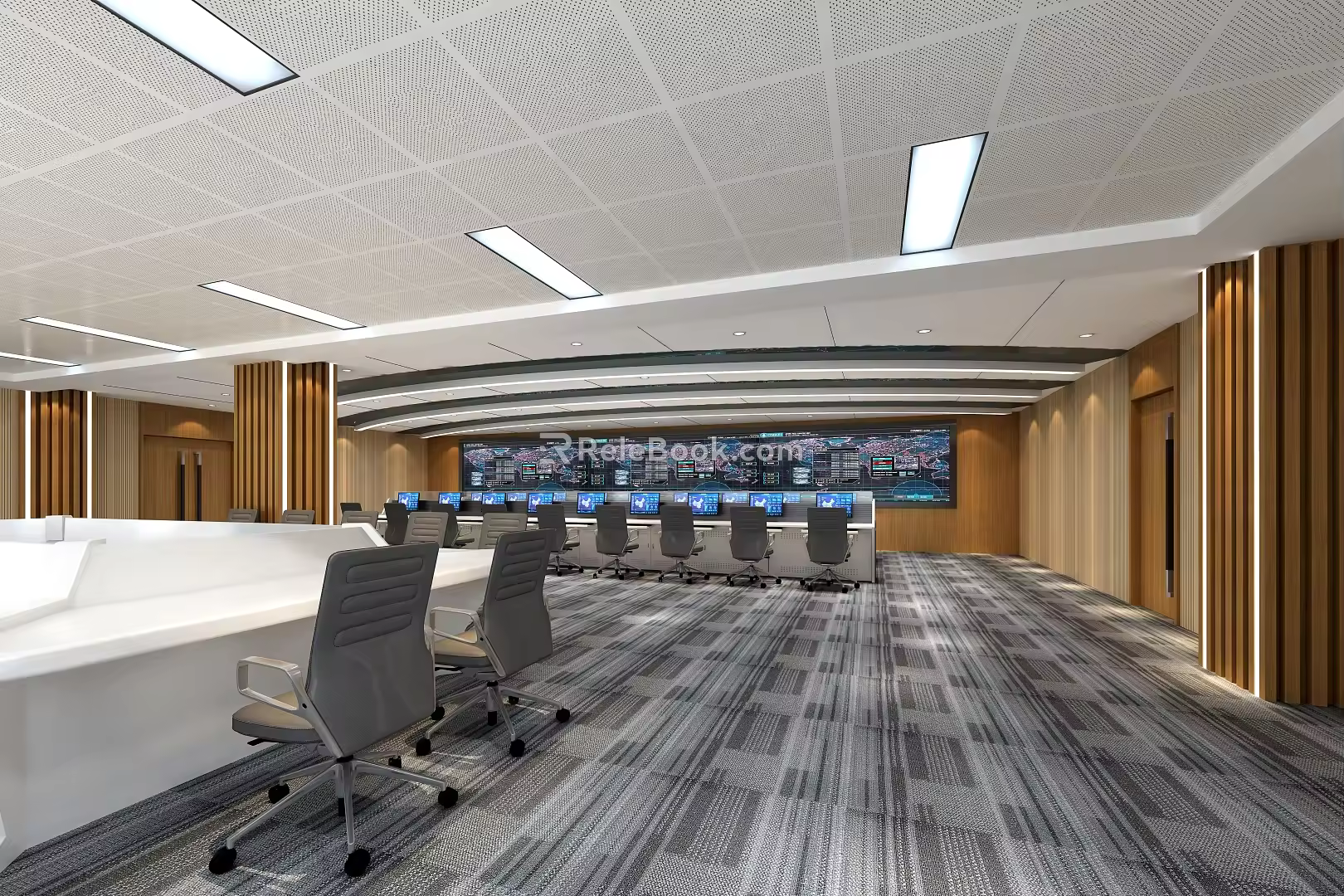 Command Control Room of Modern Monitoring Room 3d model