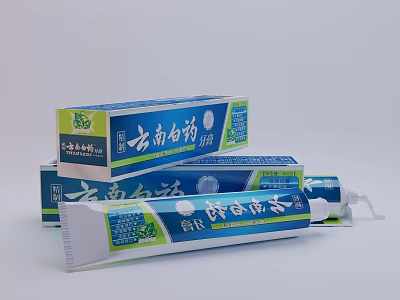Yunnan Baiyao Toothpaste Oral Care Product With Tube And Box Packaging 3d model Yunnan Baiyao Toothpaste Oral Care Product With Tube And Box Packaging 3d model