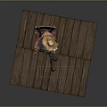 Game Movie Character Wearing Straw Hat Blue Overalls Sitting On Wooden Chair Holding Smartphone