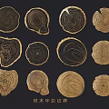 Natural Wooden Tree Ring Pattern Pendants With Various Unique Growth Ring Designs 3d model