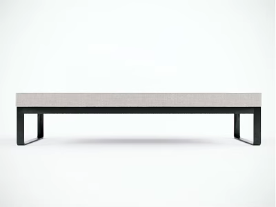 Minimalist Gray Upholstered Sofa Bench With Black Metal Legs And Modern Design 3d model