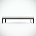 Minimalist Gray Upholstered Sofa Bench With Black Metal Legs And Modern Design