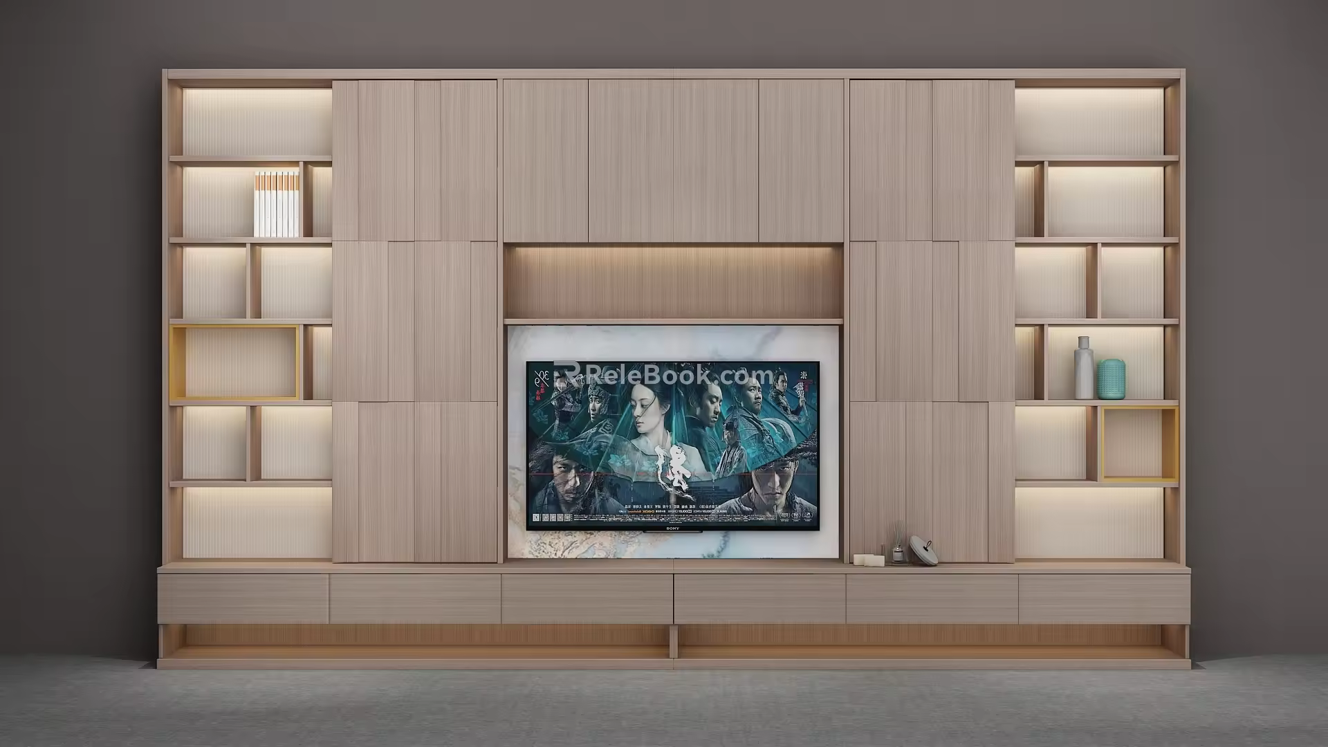 Modern TV background cabinet custom cabinet 3d model