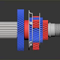Blue And Red Metal Gear Mechanism With Precision Engineered Components 3d model
