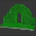 Scenic View of Ancient Stone Arch Ruins With Intricate Carvings And Lush Green Grass