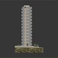 City High Rise Building Design With Swimming Pool And Green Plants On Platform Base
