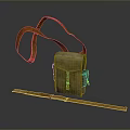 Green Canvas Crossbody Bag With Brown Leather Straps For Daily Use