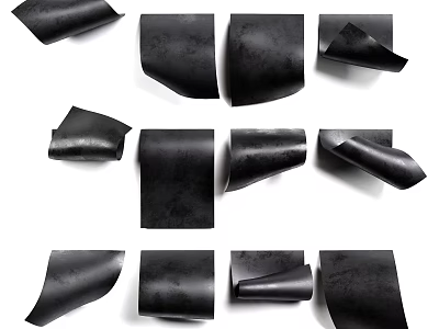Modern Black Textured Wall Decor With Various Curved Folded Shapes For Home Interior 3d model