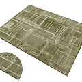 Square Green Rug with Geometric Patterns and a Small Half-Round Rug 3d model