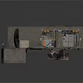 Industrial Underground Tunnel Structure With Metal Pipes Railway Tracks And Concrete Walls