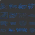 Red Ancient Chinese Traditional Motifs Including Chariot Animal And Vessel Designs
