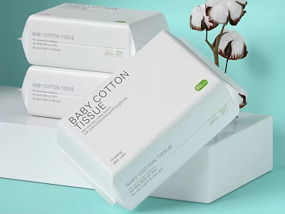 Soft Gentle Baby Cotton Tissue Packs For Daily Cleansing And Care 3d model