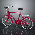 Red Vintage Bicycle With Black Handlebars Brown Seat Rear Rack And White Spokes