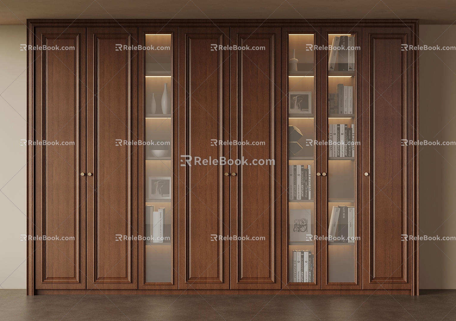 017 Bookcase Antique Bookcase 3d model