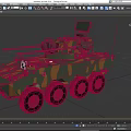 Military Armored Vehicle With Camouflage Pattern Six Wheel Drive And Turret Machine Gun