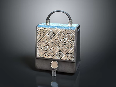 Stylish Top Handle Handbag With Intricate Floral Embossed Pattern And Metallic Hardware Details 3d model
