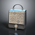 Stylish Top Handle Handbag With Intricate Floral Embossed Pattern And Metallic Hardware Details