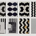 Modern Square Rugs With Geometric Chevron Stripe Dot And Abstract Patterns 3d model