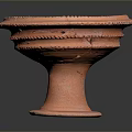 Red Clay Bonsai Plant Pot With Round Design And Pedestal Base