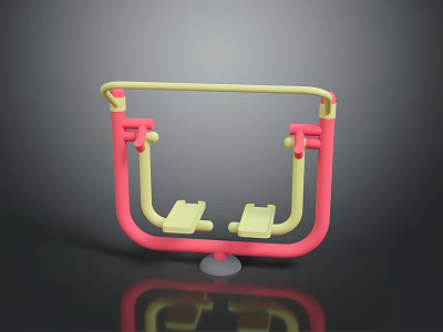 Pink And Yellow Kids Exercise Machine With Pedals And Handrails 3d model