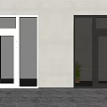 Modern Entrance Doors With Glass Panels And Metal Frames Beside Potted Plants