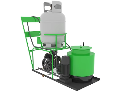 Mobile Industrial Equipment With Green Frame White Tank Green Cylinder Motor And Wheels 3d model