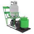 Mobile Industrial Equipment With Green Frame White Tank Green Cylinder Motor And Wheels