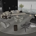 Modern sofa coffee table combination 3d model
