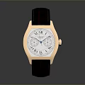 Elegant Luxury Wristwatch With Leather Strap Square Dial Golden Bezel And Gemstone Accent