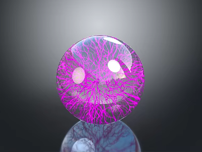 Ophthalmic Medical Device Purple Sphere With Vascular Texture And White Circular Parts 3d model