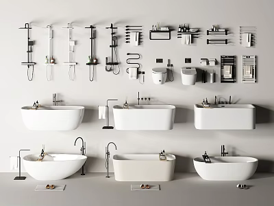 Bathtub Embedded Bathtub Shower Toilet Towel Rack Shower Electric Towel Rack 3d model