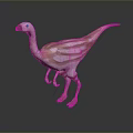 3D Rendered Dinosaur Model With Blue Crested Head And Striped Body Standing On Dark Background