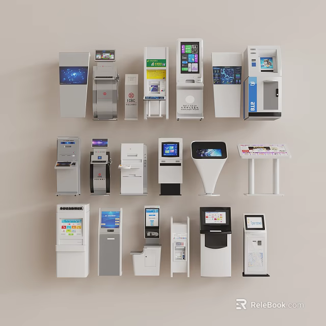 Various Public Self Service Terminals For Information And Transaction Services 3d model