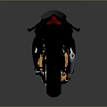 Black Sport Motorcycle With Sleek Design Orange Engine And Black Wheels On Grey Background