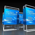 Blue Summit Forum Backdrop with Luminous Lines White Frame for Technology Revolution and Industrial Transformation