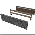 Stone Brick Wall And Wooden Railing Design With Lattice Panel