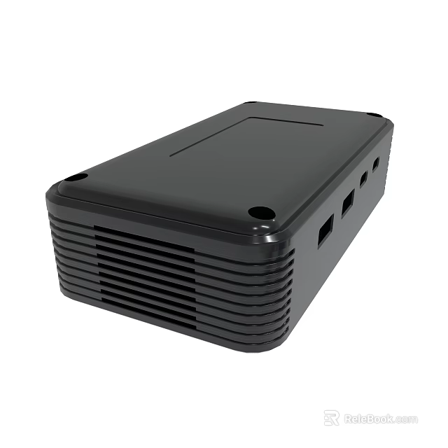 Modern Portable Black Compact Electronic Device With Vents And Side Interfaces 3d model 
