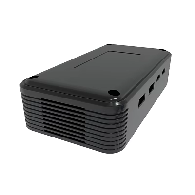 Modern Portable Black Compact Electronic Device With Vents And Side Interfaces 3d model