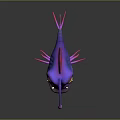 3D Fantasy Creature Character With Purple Pink Body Glowing Lure Yellow Eyes And Tentacles