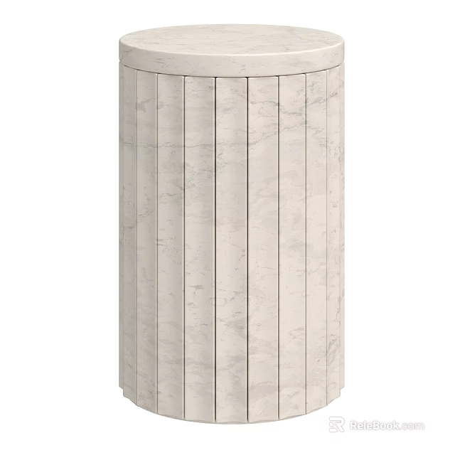 Modern Marble Cylindrical Trash Can With Vertical Stripes For Home Decor 3d model 