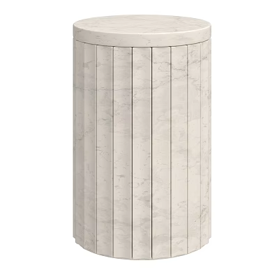Modern Marble Cylindrical Trash Can With Vertical Stripes For Home Decor 3d model