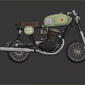 Vintage Motorcycle With Green Fuel Tank Brown Seat Number 23 And Mechanical Parts