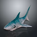 Cartoon Shark Character 3D Model With Blue Spots And Large Eyes Design